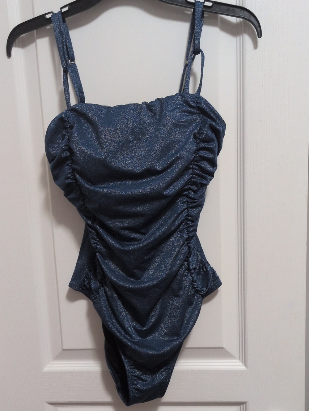 Blue One Piece Swimsuit With A Silver Shimmer